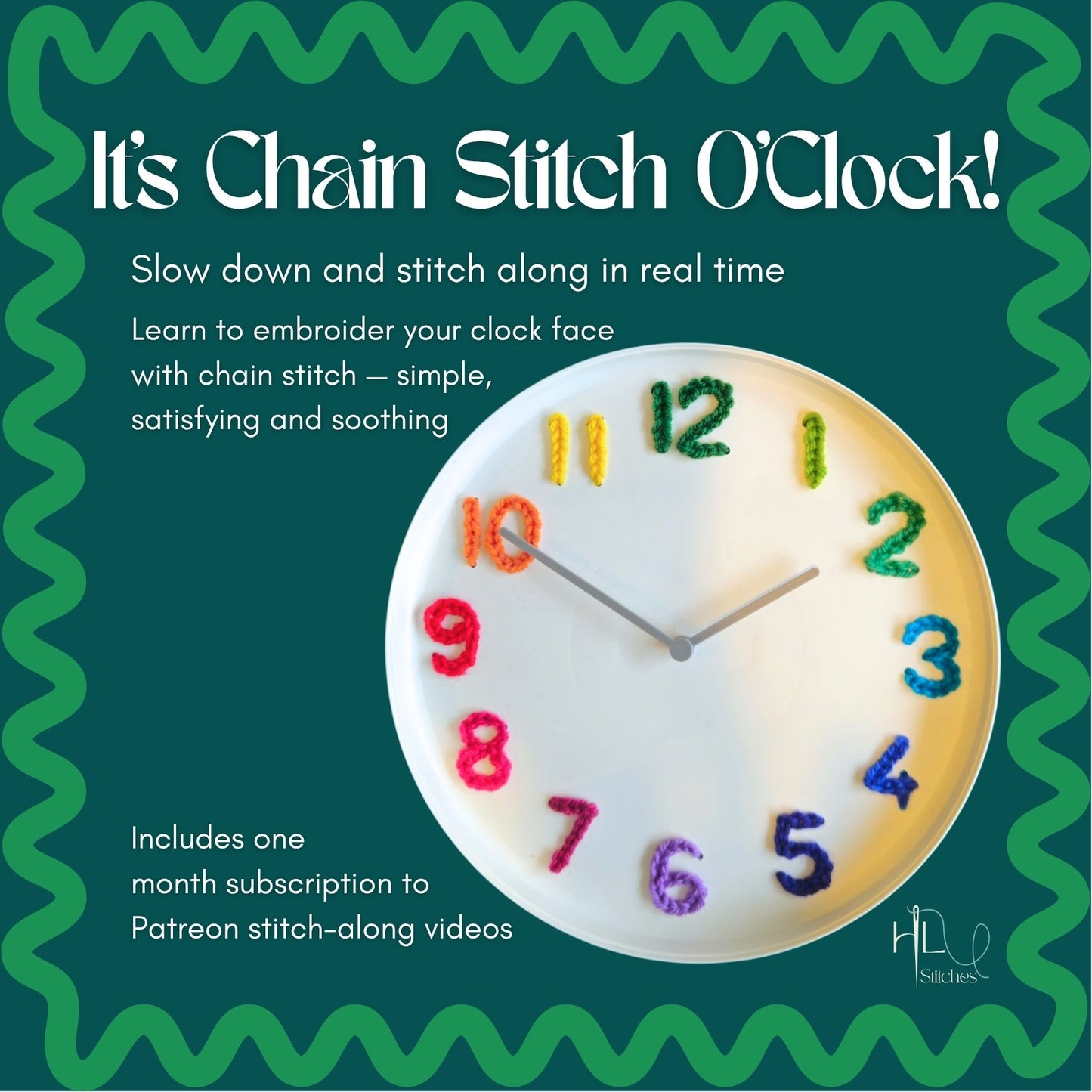 It’s Chain Stitch O’Clock! Rainbow Clock Stitch-a-long
