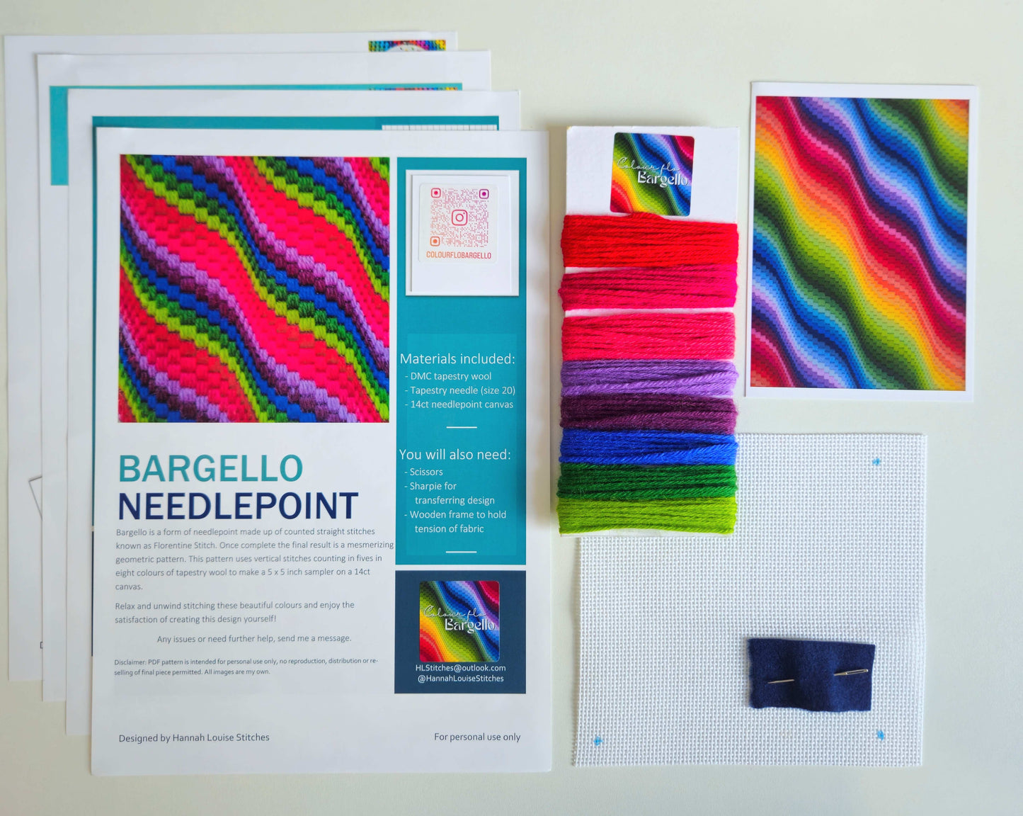 Colourflo Bargello Needlepoint Kit – Beginner DIY Tapestry (5x5 inch)