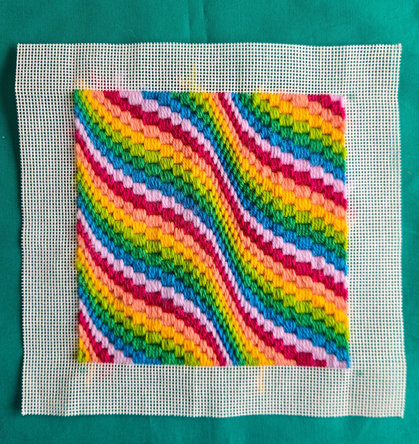 Colourflo Bargello Needlepoint Kit | 6x6 inch | Tapestry | Beginner | DIY craft | Rainbow | hand sewing | printed canvas embroidery (Copy)