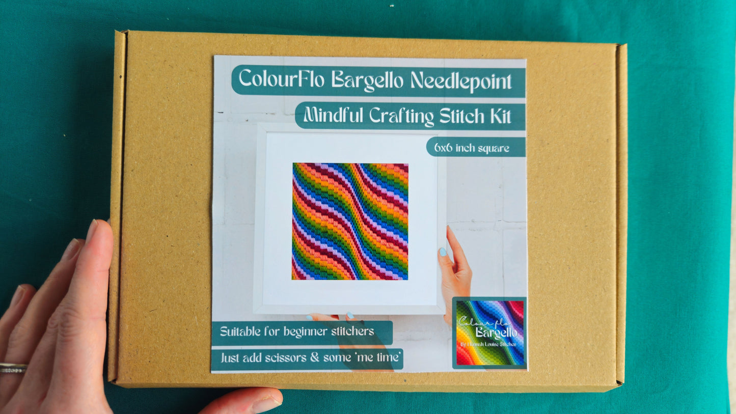 Colourflo Bargello Needlepoint Kit | 6x6 inch | Tapestry | Beginner | DIY craft | Rainbow | hand sewing | printed canvas embroidery (Copy)