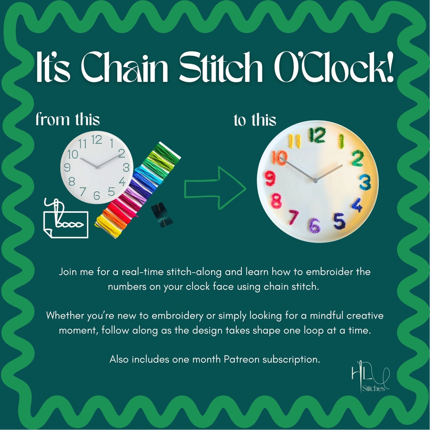 It’s Chain Stitch O’Clock! Rainbow Clock Stitch-a-long
