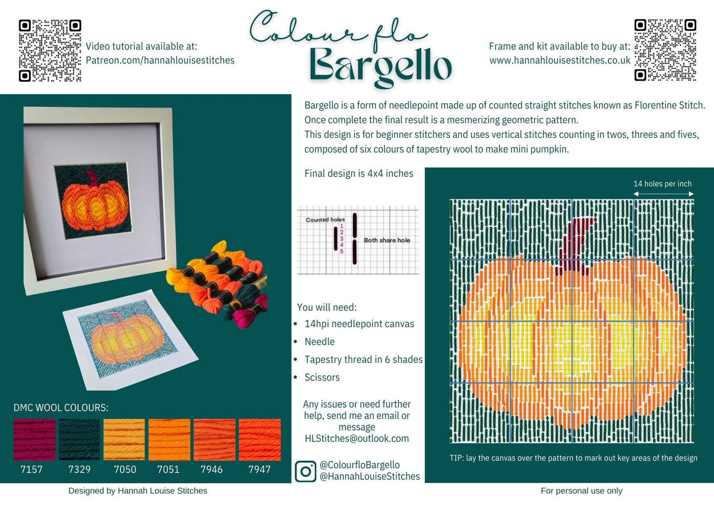 Bargello Pumpkin Materials Pack 🎃🧵
