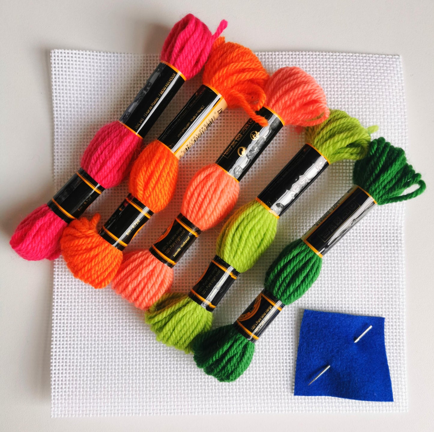Colourflo Bargello Needlepoint Kit | 6x6 inch | Tapestry | beginner | DIY craft | mindful | pink and green | hand sewing | canvas embroidery