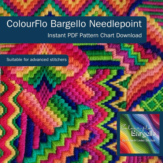 Colourflo Bargello Needlepoint PDF Instant Pattern Download | counted chart | canvas embroidery | Rainbow | Advanced