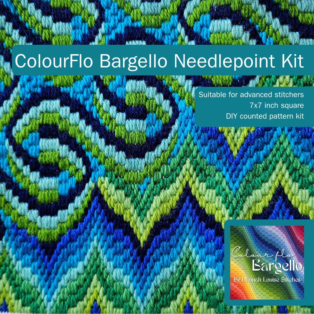 Colourflo Bargello Needlepoint Kit | 7x7 inch | Tapestry | DIY craft | mindful | rainbow | hand sewing | canvas embroidery