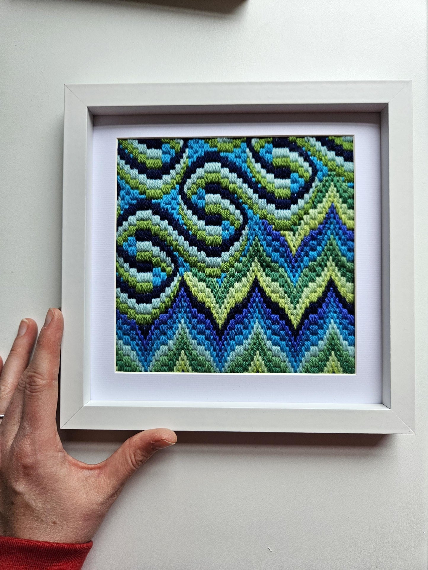 Colourflo Bargello Needlepoint PDF Instant Pattern Download | counted chart | canvas embroidery | tranquil | Green and blue