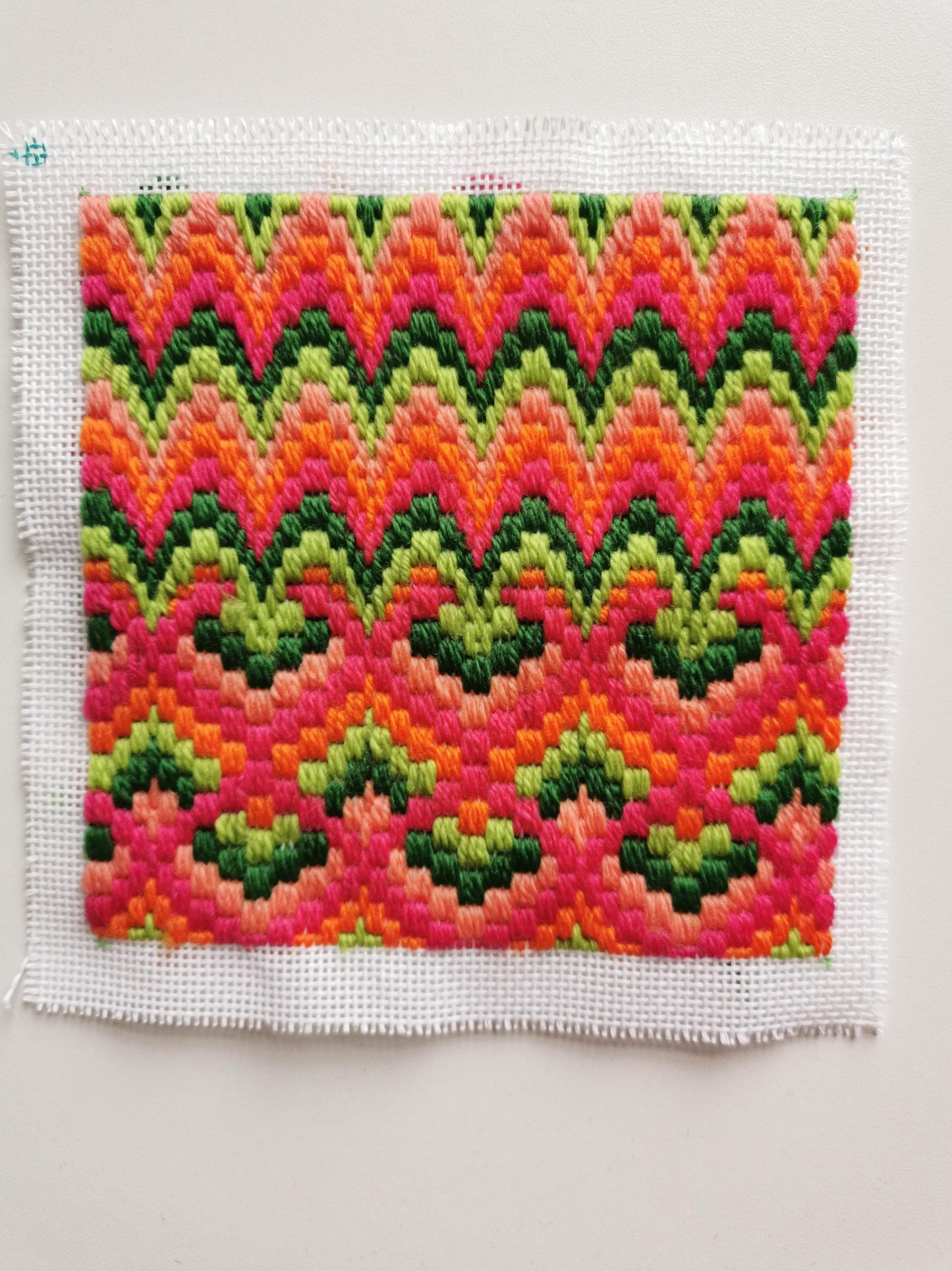 Colourflo Bargello Needlepoint PDF Instant Pattern Download | counted chart | canvas embroidery | BEGINNER | 6x6 inches | watermelon sugar