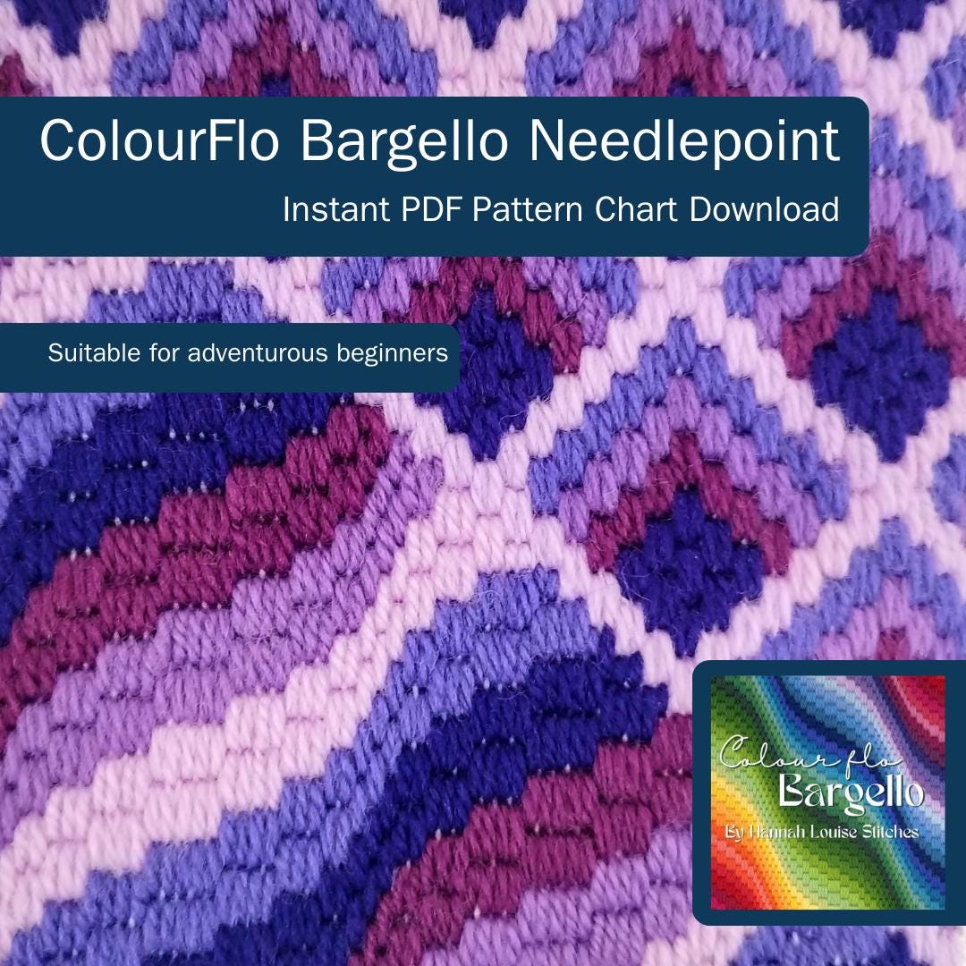Colourflo Bargello Needlepoint PDF Instant Pattern Download | counted chart | canvas embroidery | BEGINNER | 5x5 inches | PURPLE