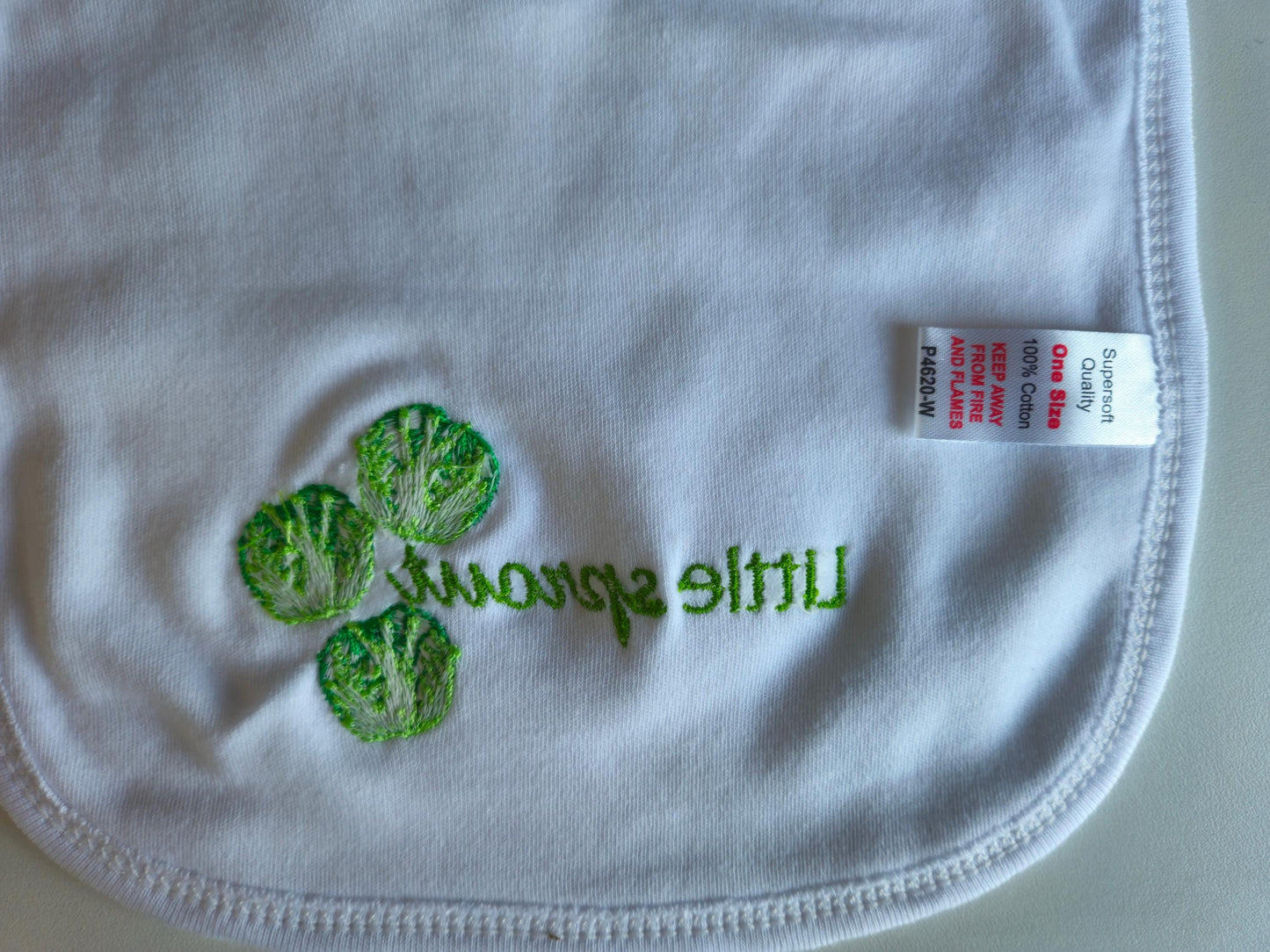 Set of 2 Cotton Baby Bibs - 'Let's AVOcuddle' and 'Little Sprout' Embroidery | Green & White | Baby Shower Gift | Newborn | Gender Neutral