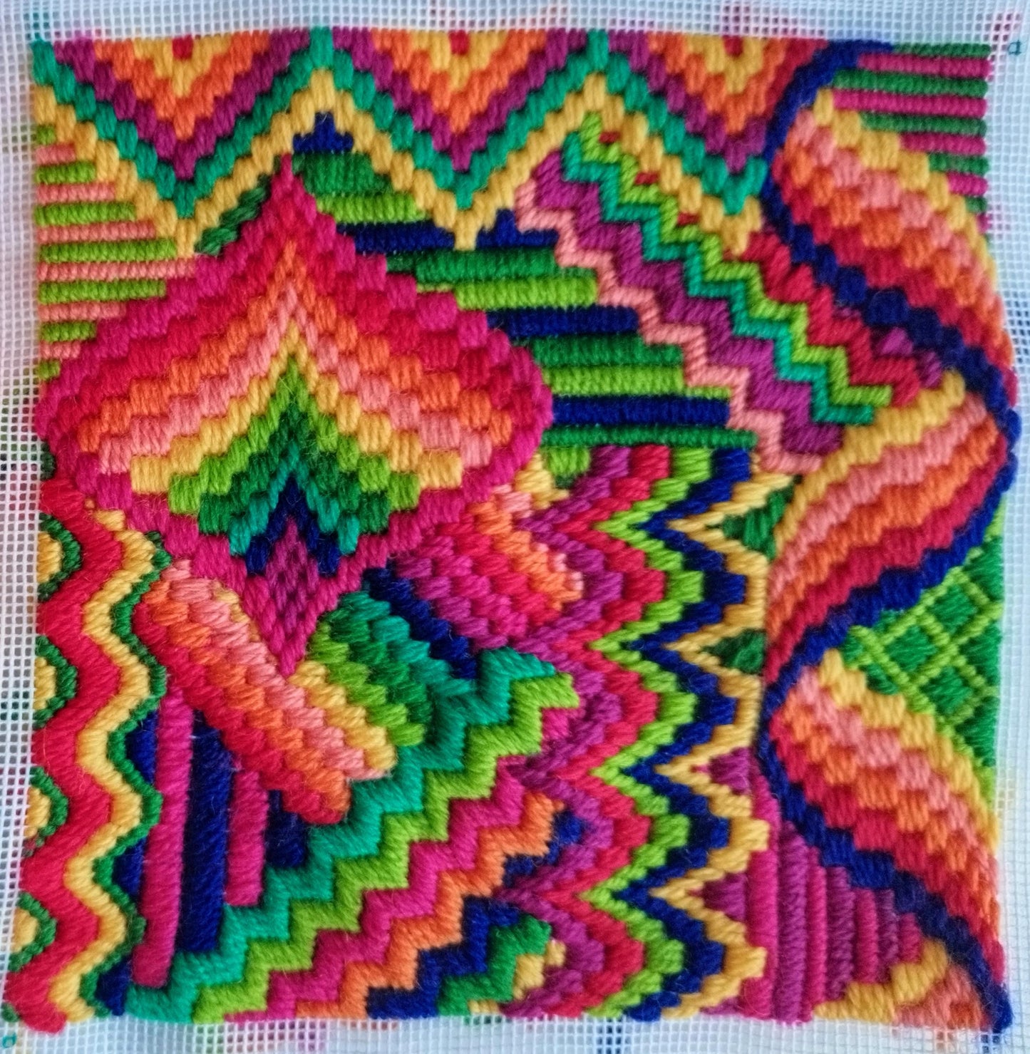 Colourflo Bargello Needlepoint Kit | 7x7 inch | Tapestry | advanced | DIY craft | mindful | rainbow | hand sewing | canvas embroidery