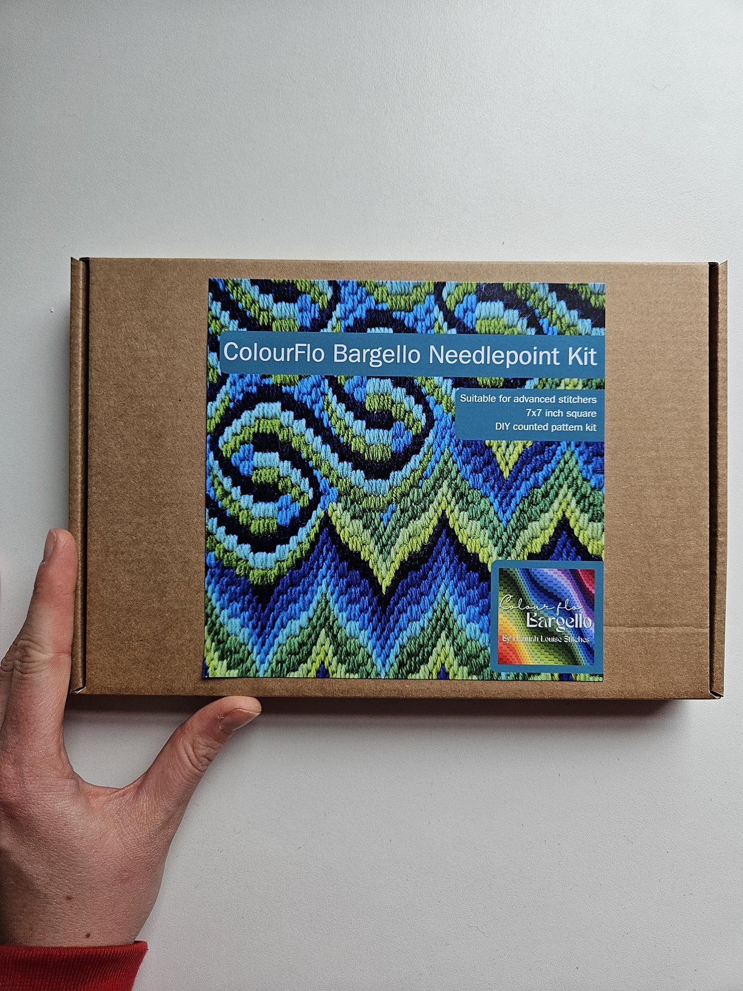Colourflo Bargello Needlepoint Kit | 7x7 inch | Tapestry | DIY craft | mindful | rainbow | hand sewing | canvas embroidery