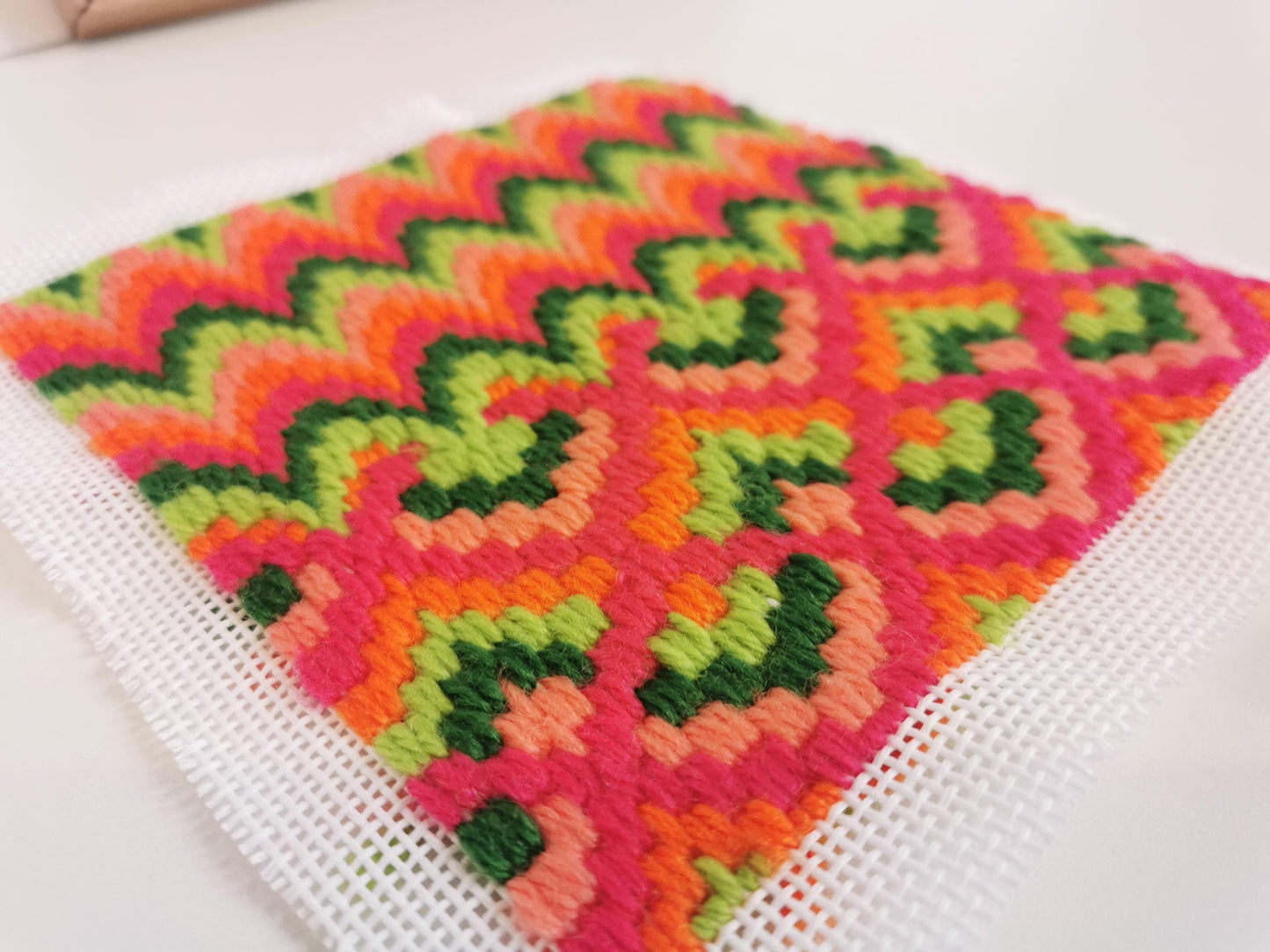 Colourflo Bargello Needlepoint PDF Instant Pattern Download | counted chart | canvas embroidery | BEGINNER | 6x6 inches | watermelon sugar