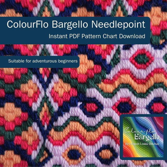 Colourflo Bargello Needlepoint PDF Instant Pattern Download | counted chart | canvas embroidery | BEGINNER | midnight petal