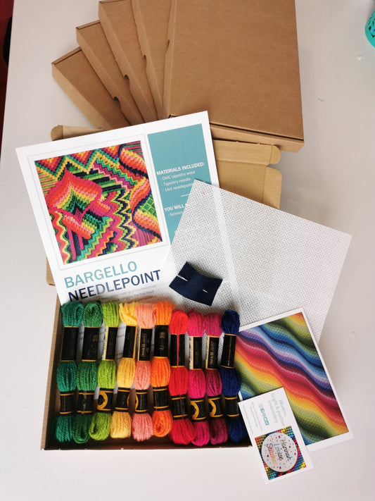 Colourflo Bargello Needlepoint Kit | 7x7 inch | Tapestry | advanced | DIY craft | mindful | rainbow | hand sewing | canvas embroidery