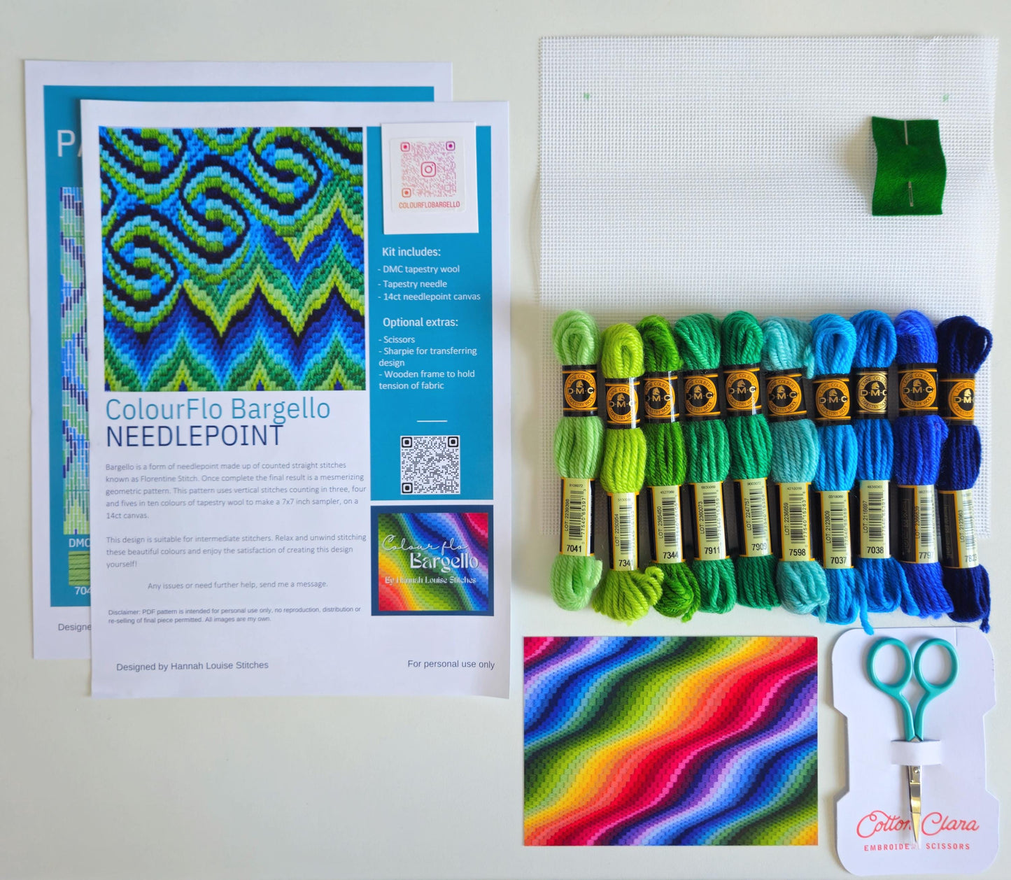 Colourflo Bargello Needlepoint Kit | 7x7 inch | Tapestry | DIY craft | mindful | rainbow | hand sewing | canvas embroidery
