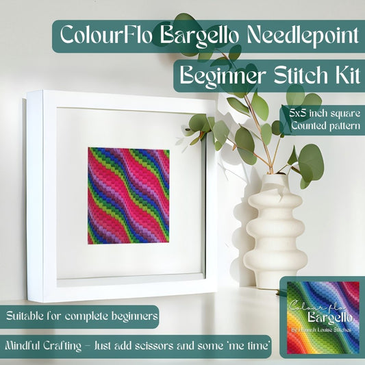 Colourflo Bargello Needlepoint Kit – Beginner DIY Tapestry (5x5 inch)
