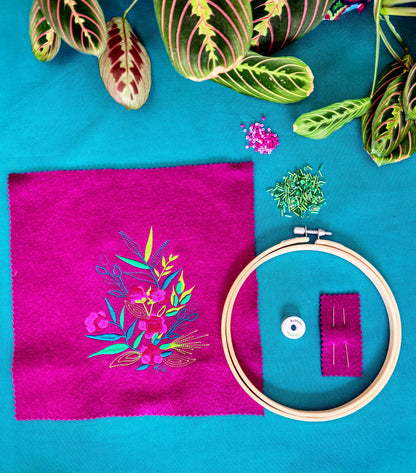 Botanical Bead Embroidery Kit – Vibrant Floral Embroidery with Beads