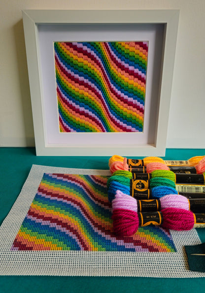 Colourflo Bargello Needlepoint Kit | 6x6 inch | Tapestry | Beginner | DIY craft | Rainbow | hand sewing | printed canvas embroidery (Copy)