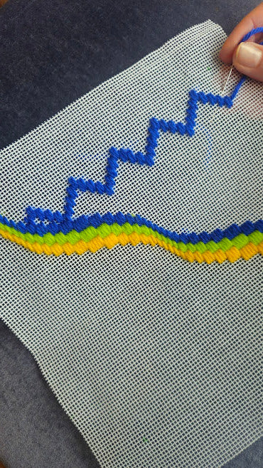 Colourflo Bargello Needlepoint Kit | 6 x 6 inch | Tapestry | beginner | DIY craft | mindful | rainbow | hand sewing | canvas embroidery