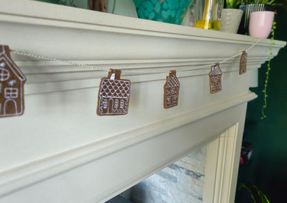 Embroidered Gingerbread House Garland – Digitally Handmade Christmas Decoration