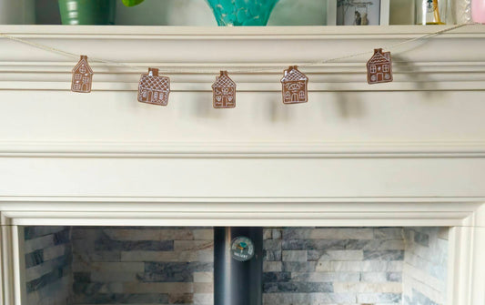 Embroidered Gingerbread House Garland – Digitally Handmade Christmas Decoration