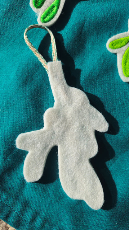 Embroidered Mistletoe Decoration – Handmade Christmas Ornament with Bead Detail