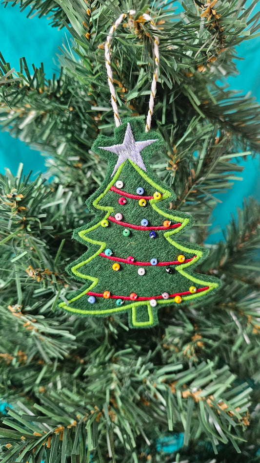 Embroidered Christmas Tree with hand beading