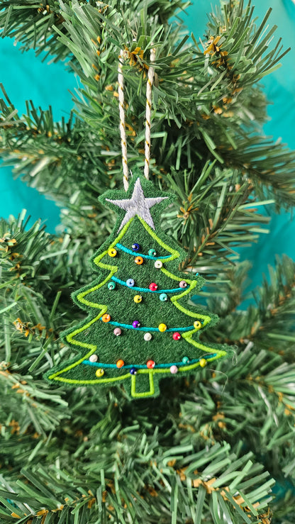 Embroidered Christmas Tree with hand beading
