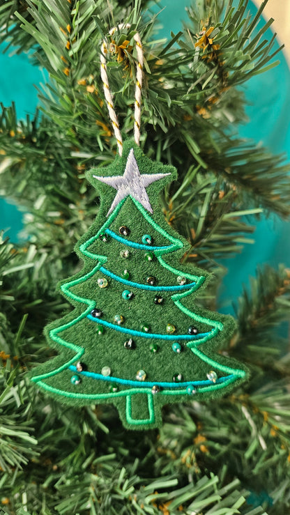 Embroidered Christmas Tree with hand beading