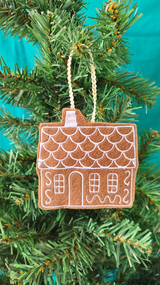 Embroidered Christmas Gingerbread House Decoration