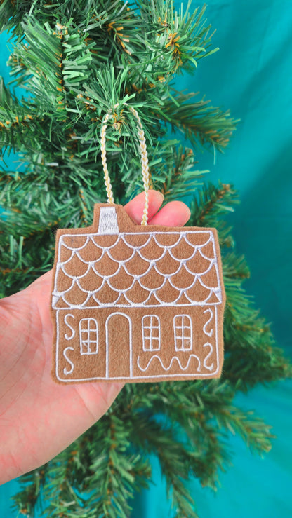 Embroidered Christmas Gingerbread House Decoration