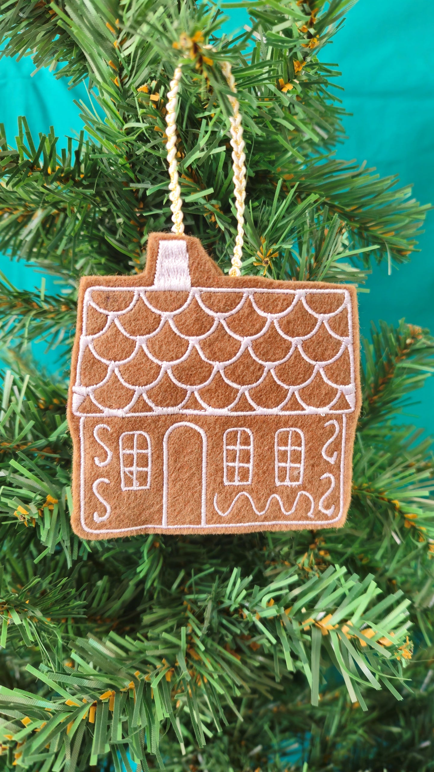 Embroidered Christmas Gingerbread House Decoration