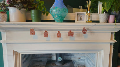 Embroidered Gingerbread House Garland – Digitally Handmade Christmas Decoration