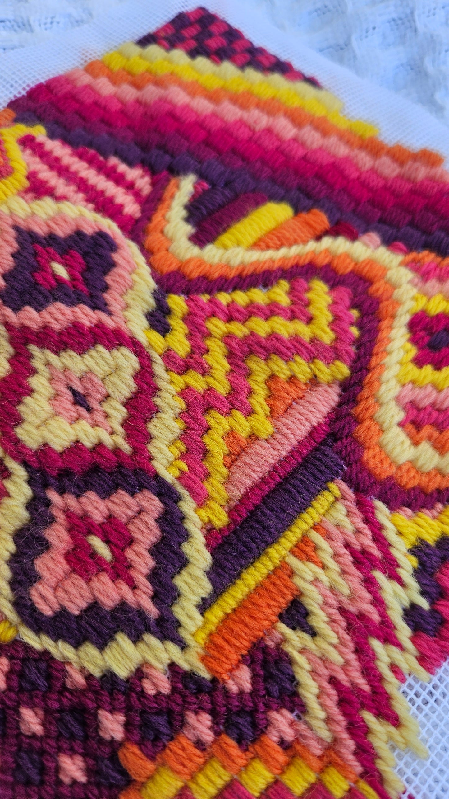 Colourflo Bargello Needlepoint Kit | 7x7 inch | Tapestry | advanced | DIY craft | mindful | hand sewing | canvas embroidery