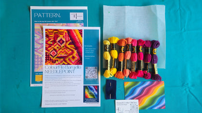 Colourflo Bargello Needlepoint PDF Instant Pattern Download | counted chart | canvas embroidery | Pink and Yellow | Advanced Stitchers