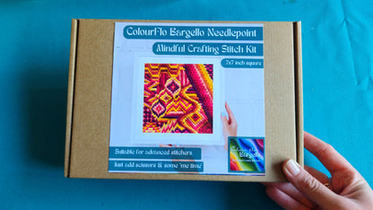 Colourflo Bargello Needlepoint Kit | 7x7 inch | Tapestry | advanced | DIY craft | mindful | hand sewing | canvas embroidery