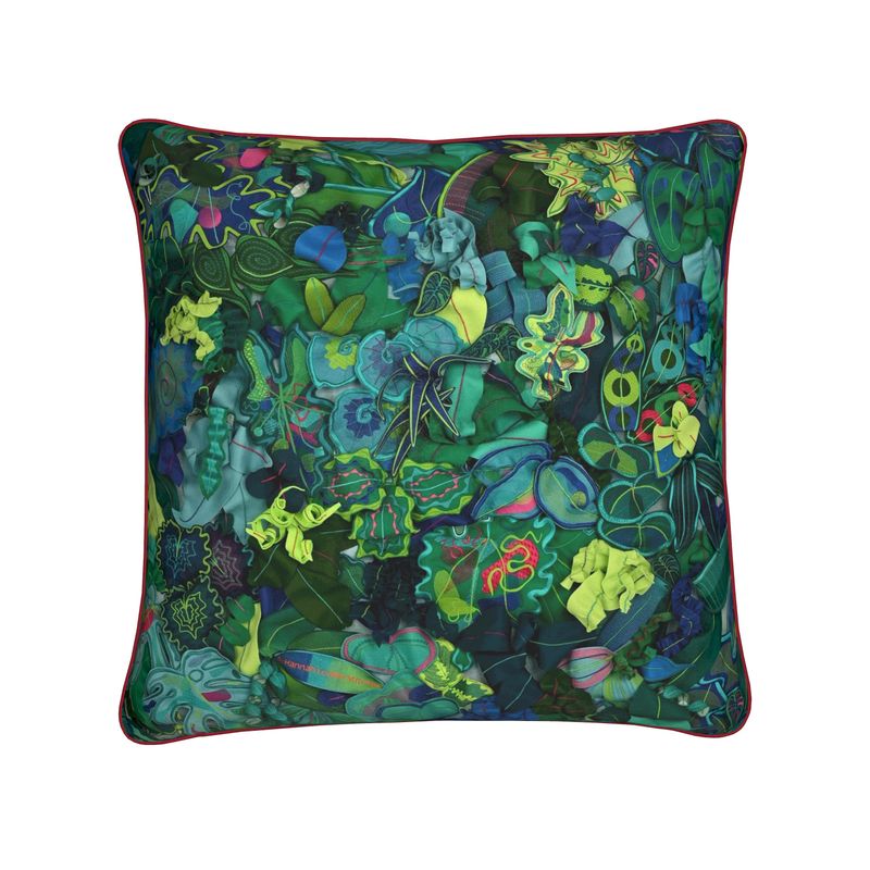 Square Cushion Pillow | Digital Botanica | Plants Foliage Design