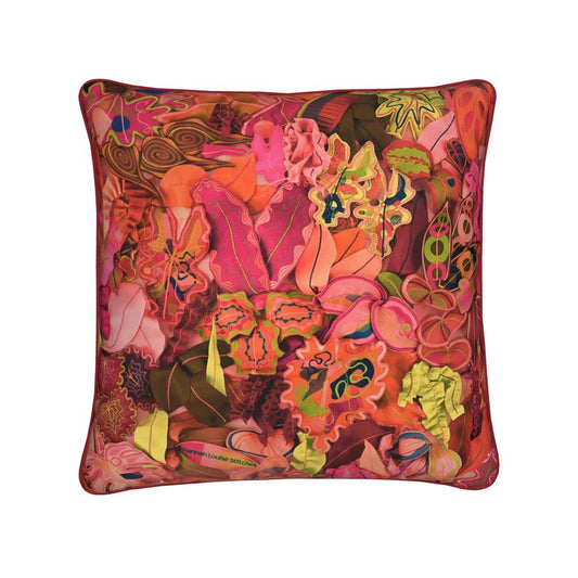 Square Cushion Pillow | Digital Botanica | Plants Foliage Design Pink