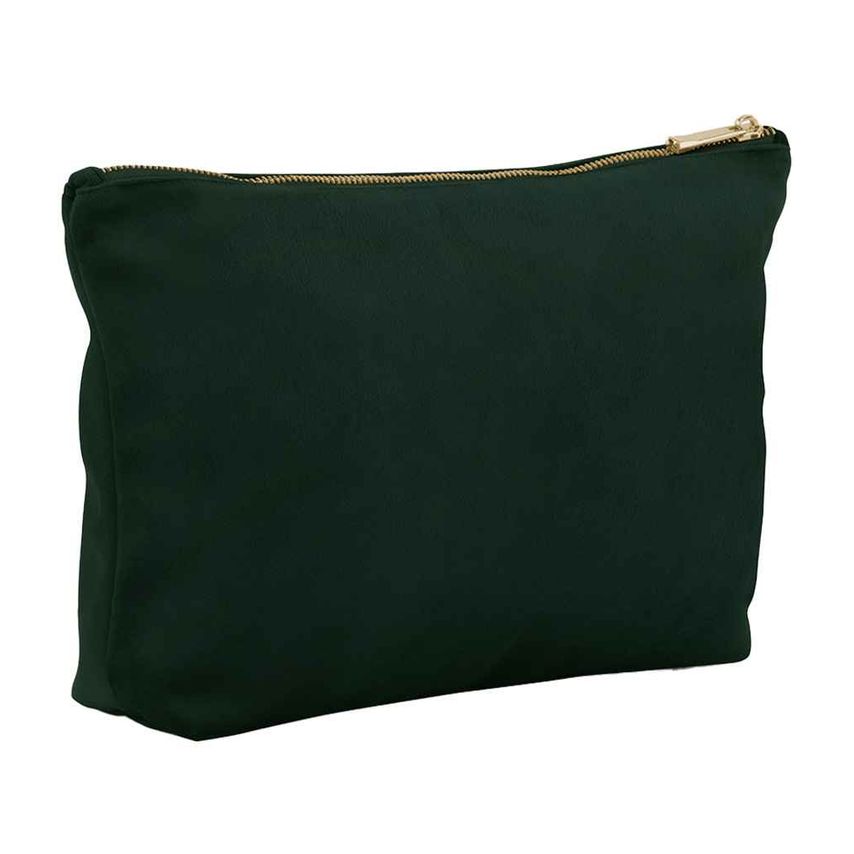 Recycled Velvet Pouch Botanical Embroidery | Large Sustainable Makeup or Travel Pouch