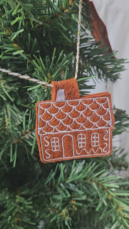 Embroidered Gingerbread House Garland – Digitally Handmade Christmas Decoration