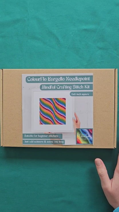 Colourflo Bargello Needlepoint Kit | 6x6 inch | Tapestry | Beginner | DIY craft | Rainbow | hand sewing | printed canvas embroidery (Copy)